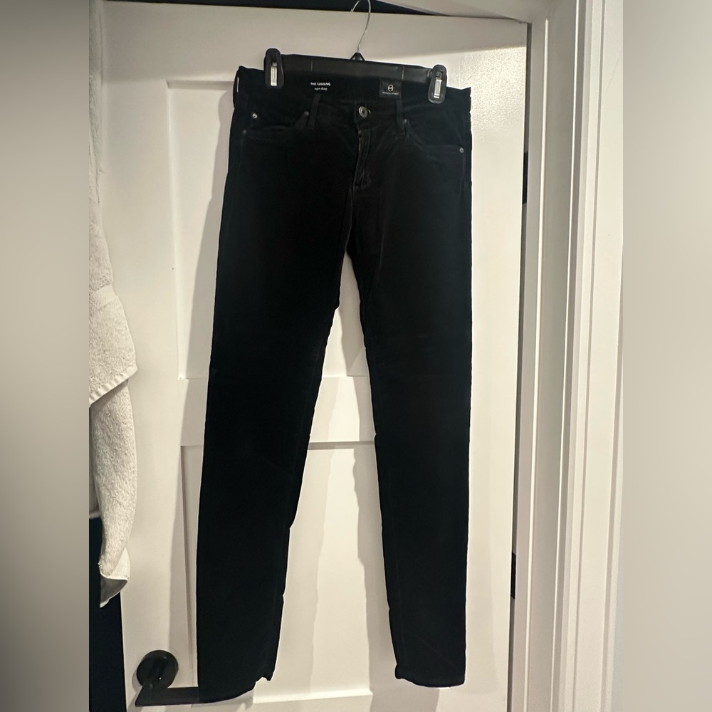 AG Adriano Goldschmied Women’s Black Velvet Skinny Jeans